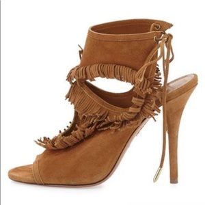 Aquazzura Fringe Suede Tie-Back Sandal (Brand New)